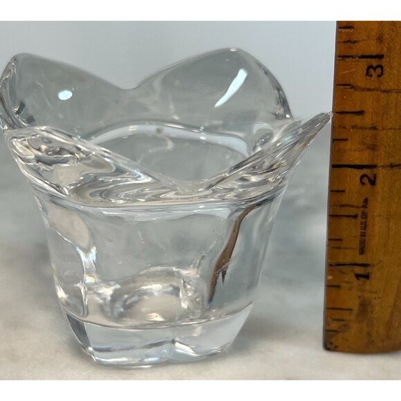 Vtg Clear Crystal Votive Candle Holder Wavy Rim Tulip Toscany Collection Gift - Picture 4 of 5